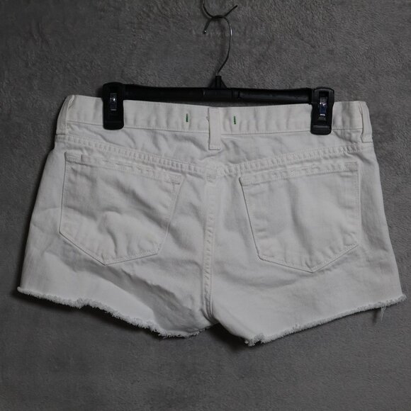 J Brand Shorts Womens 32 White Vixen Cut Off Denim Distressed Raw Hem USA Jeans - Picture 3 of 12